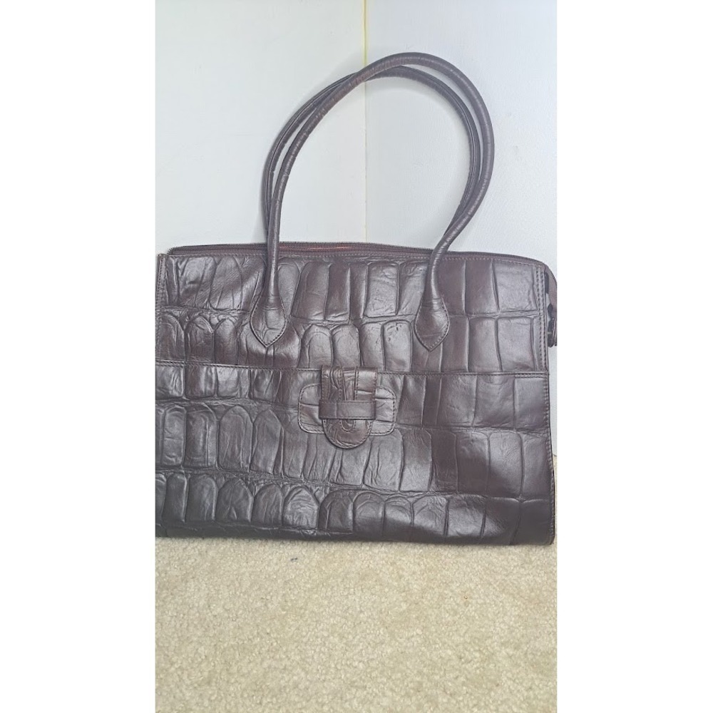 Michael Rome Designs Dark Brown Genuine Leather Hobo Tote Large Shoulder Handbag